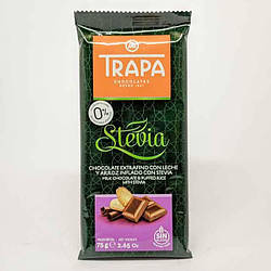 Шоколад молочний з рисовими кульками Trapa Stevia Milk Chocolate with Puffed Rice 0% Added Sugar, 75 г Іспанія