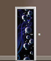 Декор двери Наклейка виниловая Глянцевые сферы пузыри ПВХ пленка с ламинацией 60*180см Абстракция Синий