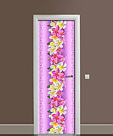 Декор двери Наклейка виниловая Гавайский узор Цветы ПВХ пленка с ламинацией 60*180см цветы Фиолетовый