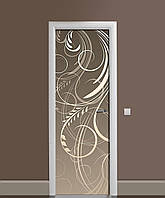 Декоративная наклейка на двери Классический вензель ПВХ пленка с ламинацией 60*180см Абстракция Серый