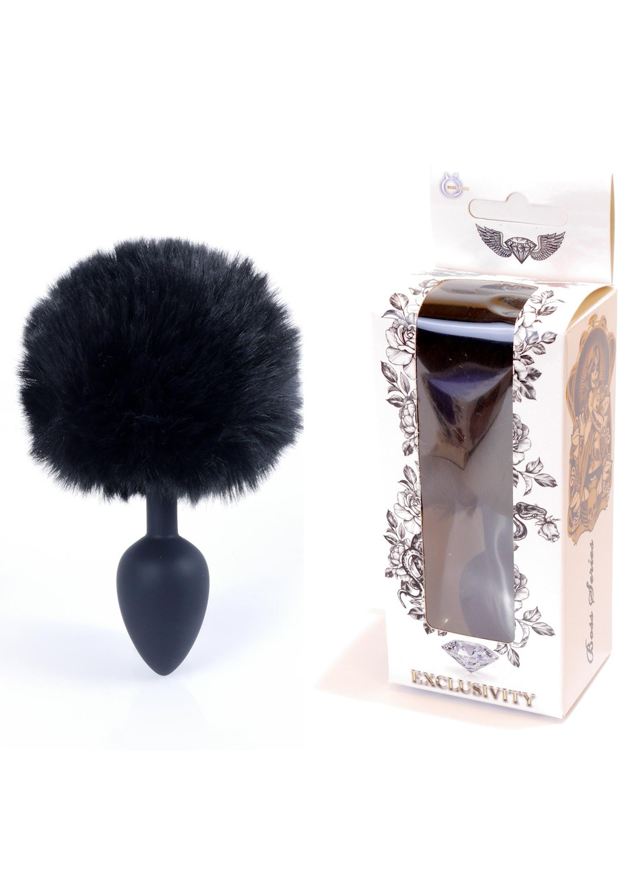 Анальна пробка - Jawellery Silikon PLUG Bunny Tail Black Bomba💣