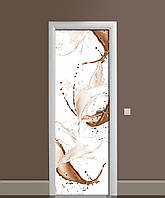 Виниловые наклейки на дверь Молоко и какао Брызги ПВХ пленка с ламинацией 60*180см Абстракция Бежевый