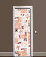Декоративная наклейка на двери Пэчворк Маки Квадраты ПВХ пленка с ламинацией 60*180см Текстуры Розовый
