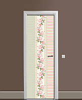 Вінілова наклейка на двері Візерунок з Роз квіти ПВХ плівка з ламінуванням 60*180см Абстракція Рожевий
