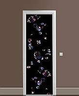 Декоративная наклейка на двери Прозрачны Алмазы Кристалл ПВХ пленка с ламинацией 60*180см Абстракция Черный