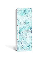 Декор 3Д наклейка на холодильник Бірюза Мармур Камінь (плівка ПВХ фотодрук) 60*180см Текстури Блакитний