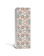 Декор 3Д наклейка на холодильник Азулежу Соты Пэчворк (пленка ПВХ фотопечать) 60*180см Геометрия Бежевый