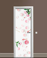 Виниловые наклейки на дверь Суфле из розы Лепестки ПВХ пленка с ламинацией 60*180см Еда Розовый