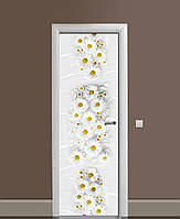 Виниловая наклейка на дверь Ромашковое молоко ПВХ пленка с ламинацией 60*180см цветы Белый