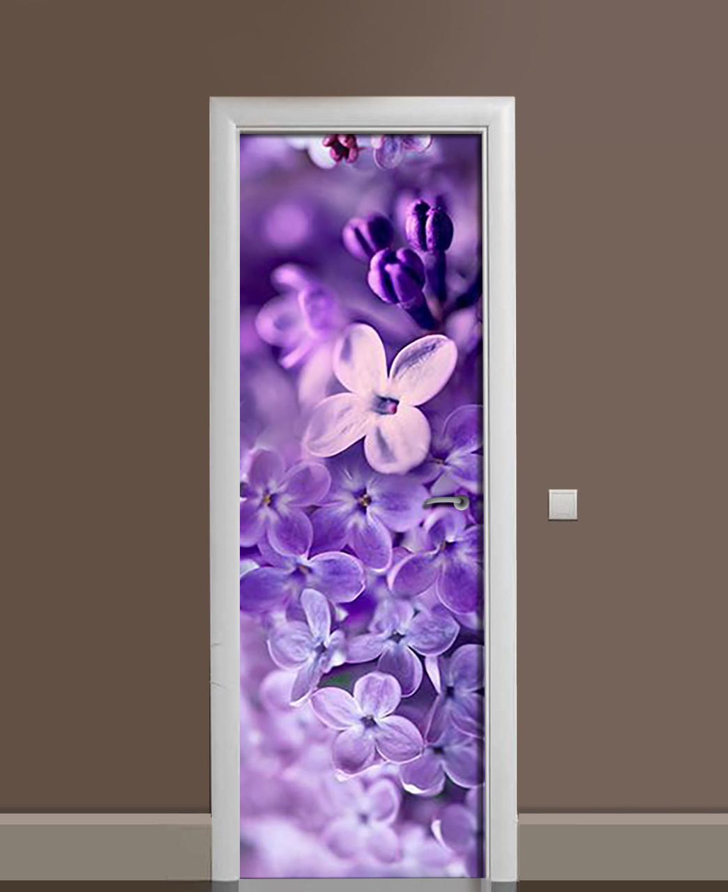 Вінілові наклейки на двері Суцвіття Бузок Макро ПВХ плівка з ламінуванням 60*180см квіти Фіолетовий