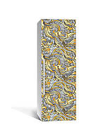 Декор 3Д наклейка на холодильник Золотий орнамент Вензель (плівка ПВХ фотодрук) 60*180см Текстури
