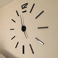 Часы настенные 3D DIY Clock Большие Черные Стрелка 31 см Необычные 3Д Наклейка стикер для дома и офиса