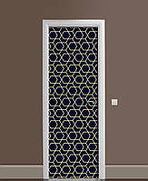 Декор двери Наклейка виниловая Золото Зигзаги на темном фоне ПВХ пленка с ламинацией 60*180см Геометрия Черный