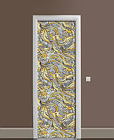 Декоративная наклейка на двери Золотой орнамент Вензель ПВХ пленка с ламинацией 60*180см Текстуры Серый