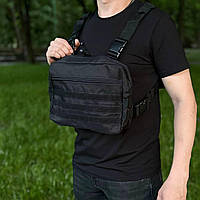 Тактическая нагрудная черная сумка. Армейская сумка жилет, бананка