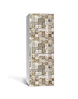 Наклейка на холодильник Графітові стрижні Камінь квадрат (плівка ПВХ фотодрук) 60*180см Геометрія Бежевий