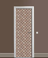 Виниловая наклейка на дверь Марокканская плитка Орнамент ПВХ пленка с ламинацией 60*180см Геометрия Бежевый