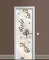 Виниловая наклейка на дверь Кофе на сером мраморе ПВХ пленка с ламинацией 60*180см Текстуры Бежевый