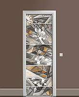 Виниловые наклейки на дверь Преломление Время ПВХ пленка с ламинацией 60*180см Абстракция Серый
