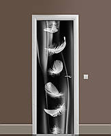 Вінілова наклейка на двері Легкі Пір'я ПВХ плівка з ламінуванням 60*180см Текстура Чорний