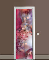 Вінілові наклейки на двері Роса Квіти Відблиски ПВХ плівка з ламінуванням 60*180см Абстракція Рожевий