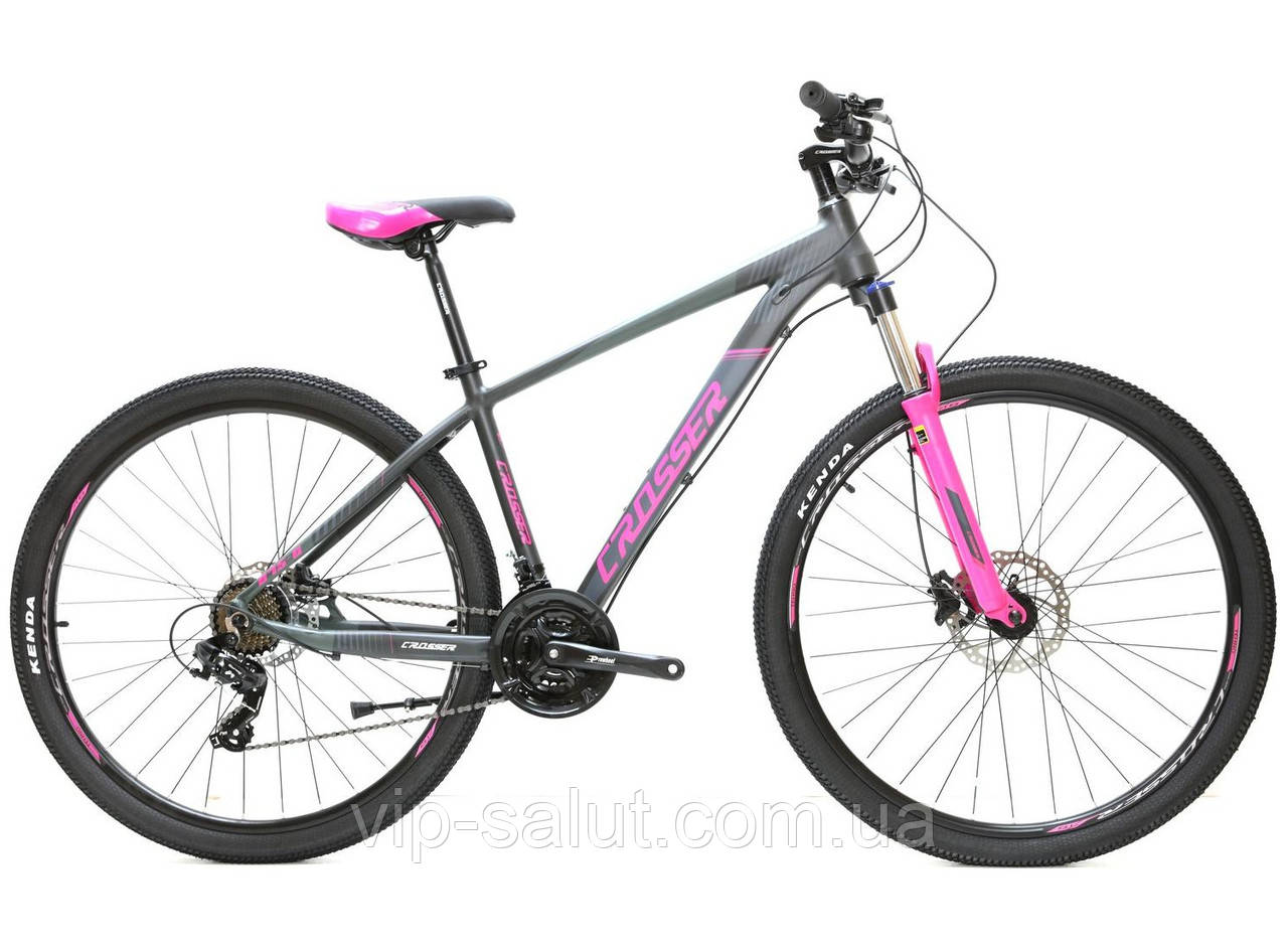 Гірський велосипед 29 дюймів 17 рама Crosser 075-C 29"(21sSHIMANO+Hydra) Рожевий