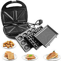 Бутербродница мультипекарь 4 в 1 Grandhoff GT-780 1200W сендвичница гриль вафельница орешница для дома king