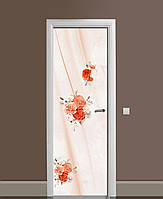 Виниловые наклейки на дверь Мелкие Гвоздики ПВХ пленка с ламинацией 60*180см Цветы Бежевый