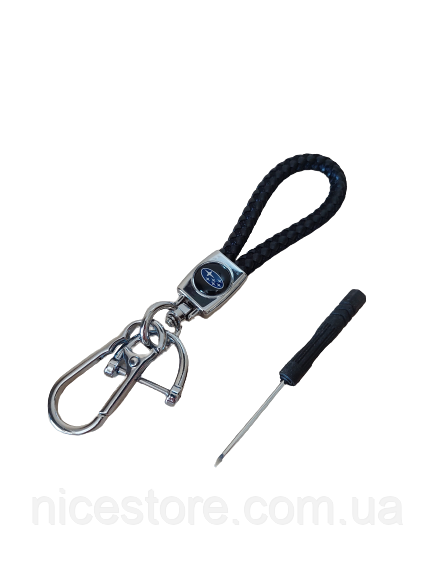 Брелок для автоключів із натуральної шкіри з логотипом авто Subaru, фото 1