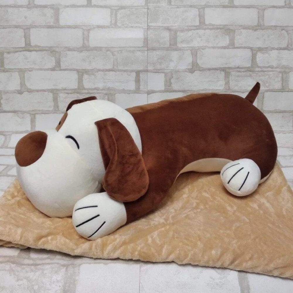 Величезна Іграшка - плед - подушка 3 в 1 Коричневий Собачка 50 см подарунок для дітей