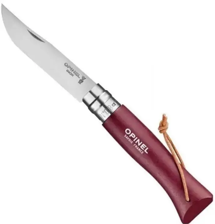 Складаний ніж OPINEL № 08 COLORAMA, inox, з ремінцем, Burgundy (002213)