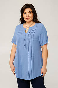 Літня блакитна блуза туніка Милослава великий розмір 56 64