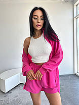 Яскравий літній жіночий костюм Sunny сорочка широкого крою та вільні шорти Dslip3844, фото 3