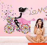 Вінілова наклейка на стіну "Фея на велосипеді Love" 1,4 м, фото 2