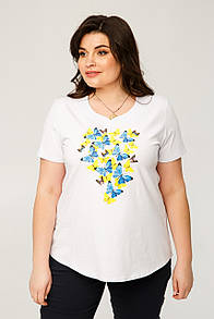 Жіноча біла футболка з принтом Гледіс великий розмір 50 52 54 56 58 60