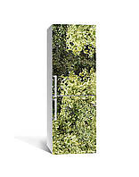 Декор 3Д наклейка на холодильник Лохматый куст Листья (пленка ПВХ фотопечать) 60*180см Растения Зелёный