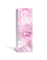 Декор 3Д наклейка на холодильник Нежные полевые цветы (пленка ПВХ фотопечать) 60*180см цветы Розовый