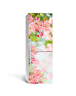Вінілова наклейка на холодильник 3Д Сакура Макро (плівка ПВХ з ламінуванням) 60*180см квіти Рожевий