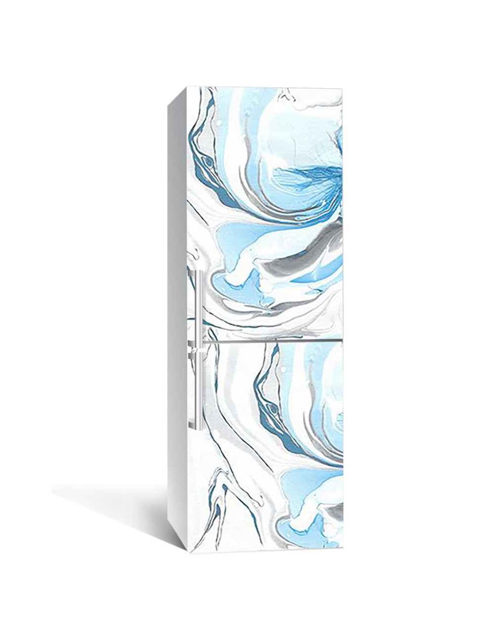 Вінілова 3Д наклейка на холодильник Бірюзовий Мармур (плівка ПВХ фотодрук) 60*180см Текстура Блакитний