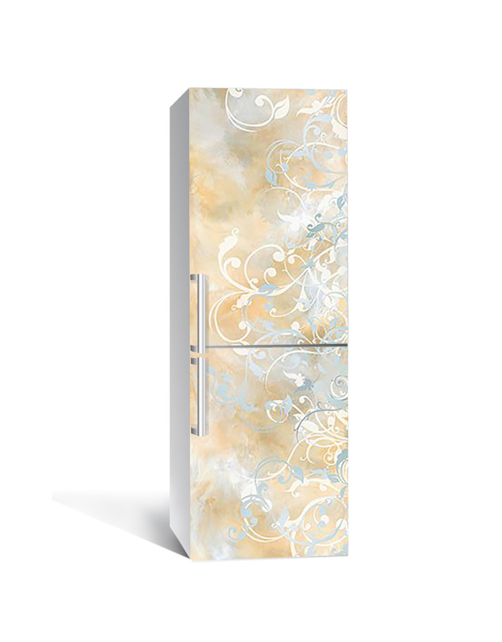 Декор 3Д наклейка на холодильник Золотий Мармур з Візерунками (плівка ПВХ фотодрук) 60*180см Текстура Бежевий