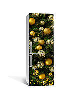 Декор 3Д наклейка на холодильник Новогоднее украшение Шары (пленка ПВХ фотопечать) 60*180см Текстуры Зелёный