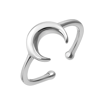 Срібна каблучка фалангова Напівмісяць без камінців