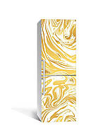 Наклейка на холодильник Золотий мармур Камінь (плівка ПВХ з ламінуванням) 60*180см Текстура Жовтий