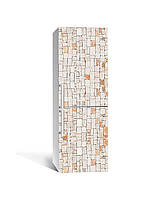 Вінілова наклейка на холодильник 3Д Кам'яна мозаїка (плівка ПВХ фотодрук) 60*180см Текстура Бежевий