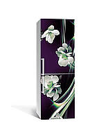 Декор 3Д наклейка на холодильник Зеленые Магнолии (пленка ПВХ с ламинацией) 60*180см Цветы Фиолетовый