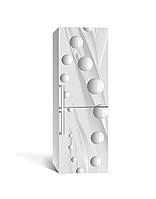 Вінілова 3Д наклейка на холодильник Глянцеві Сфери білі (плівка ПВХ фотодрук) 60*180см Геометрія Сірий