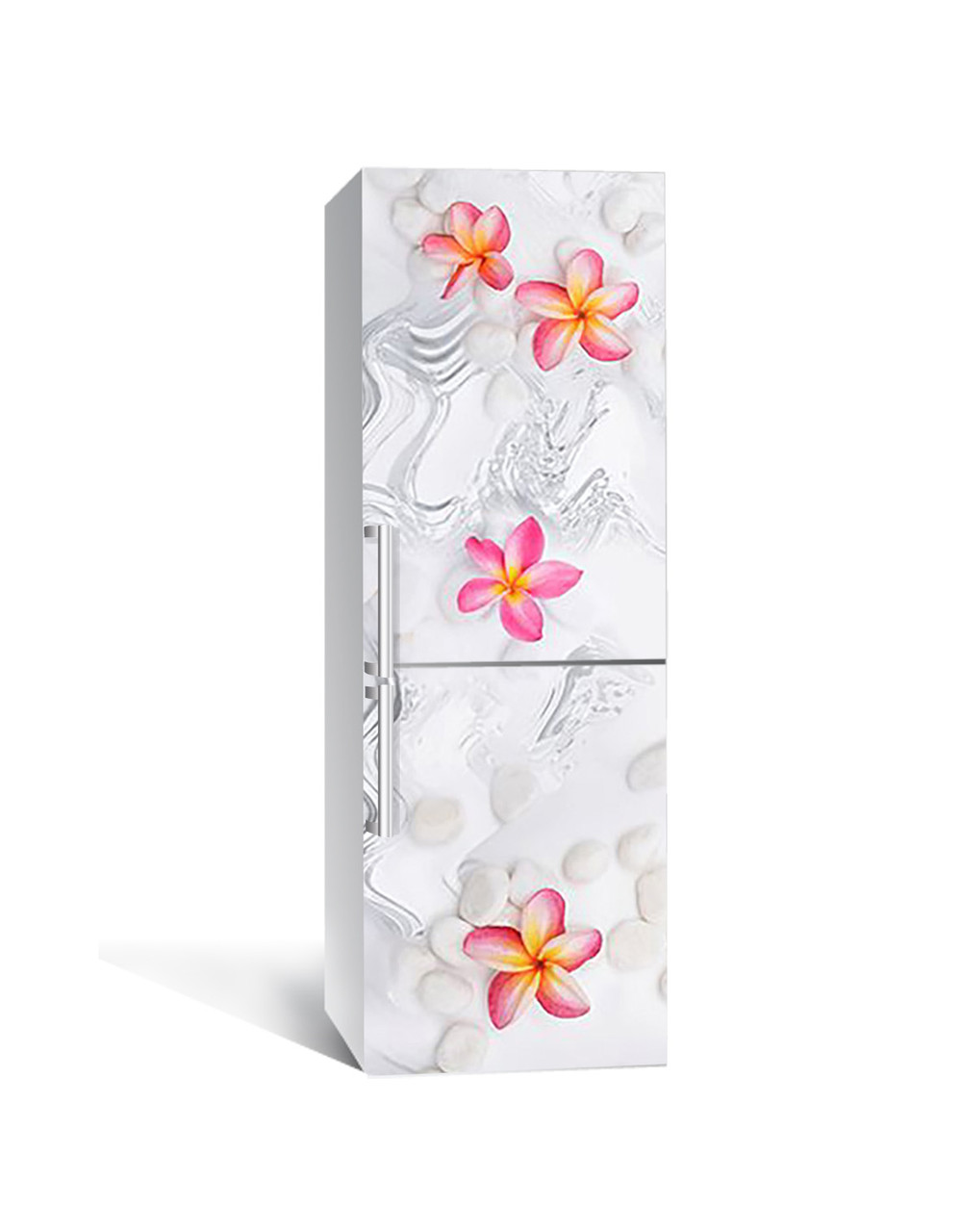Вінілова наклейка на холодильник 3Д Гавайські квіти Камені (плівка ПВХ фотодрук) 60*180см Текстура Сірий