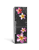 Вінілова 3Д наклейка на холодильник Гавайська квітка (плівка ПВХ фотодрук) 60*180см камінь Текстура Сірий