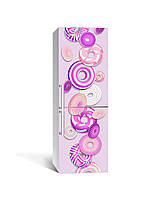Декор 3Д наклейка на холодильник Сиреневые пончики (пленка ПВХ с ламинацией) 60*180см Еда Фиолетовый