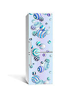 Декор 3Д наклейка на холодильник Полосатые бусы (пленка ПВХ с ламинацией) 60*180см Абстракция Голубой
